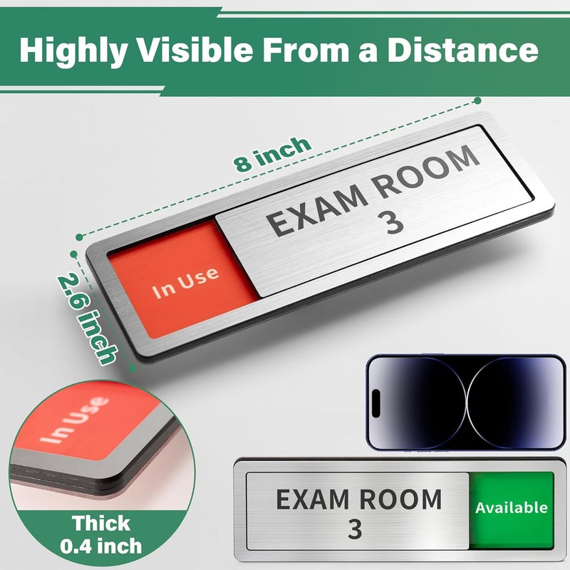 Abudada Exam Room Sign, Exam Room Numbers, In Use/Available Slider Door Signs for Therapists, School, Medical Office, Hospital-Easy Installation - Image 2